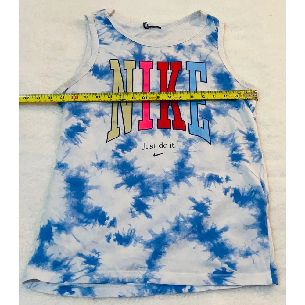 Nike Mens Tie Dye Tank Top Blue White Just Do It Peace Globe Graphic Small